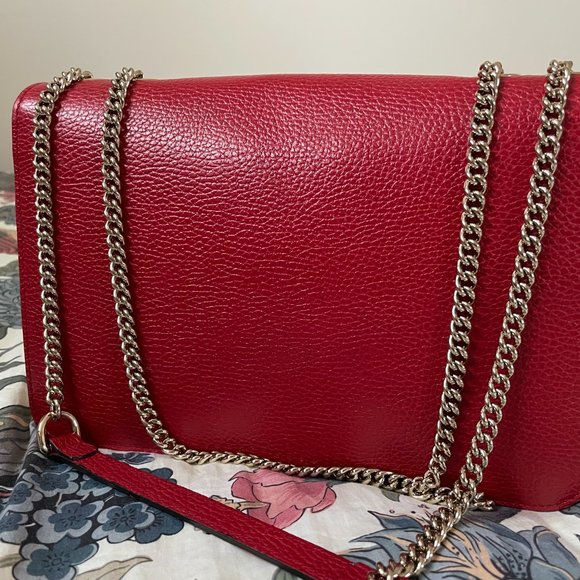 Gucci Interlocking GG Shoulder Bag Red in Leather with Gold-tone - Picture 3 of 5